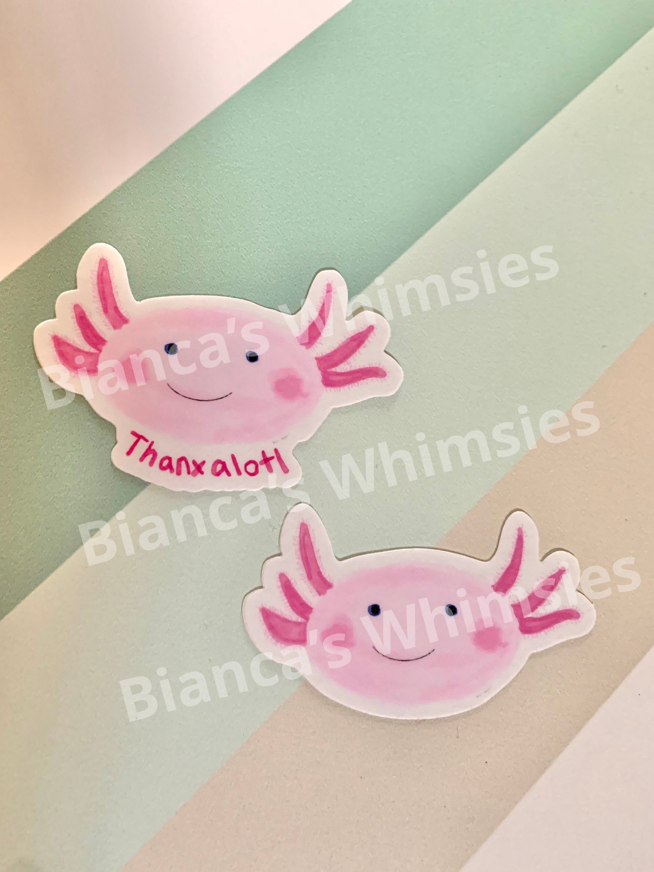 Cute Axolotl Vinyl Sticker - Thanxalotl Watercolor Decal