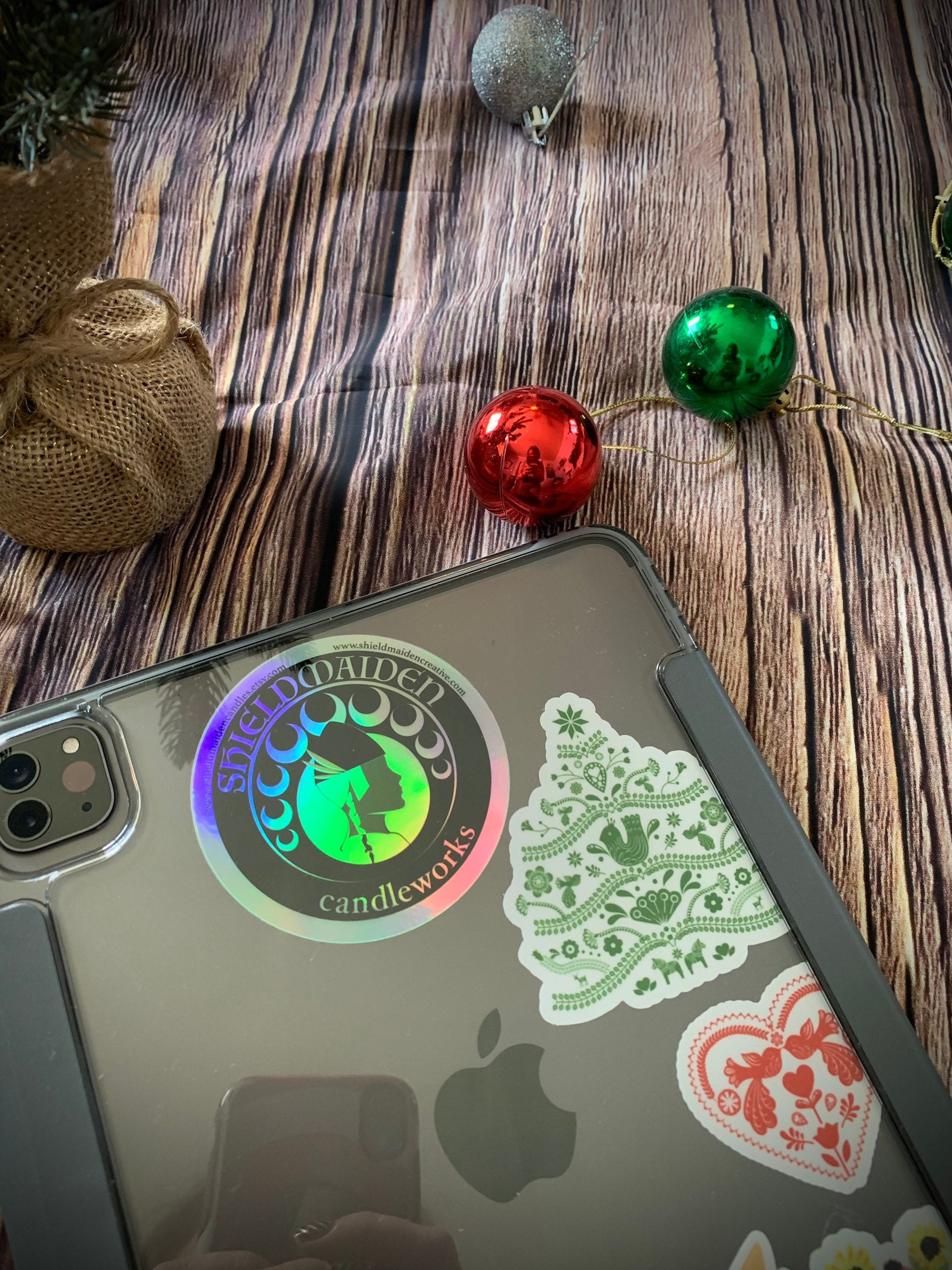 Scandinavian Christmas Tree Vinyl Sticker - Nordic Holiday Decal