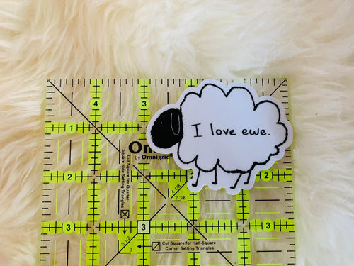 I Love Ewe Sheep Pun Vinyl Sticker - Cute Farm Animal Decal