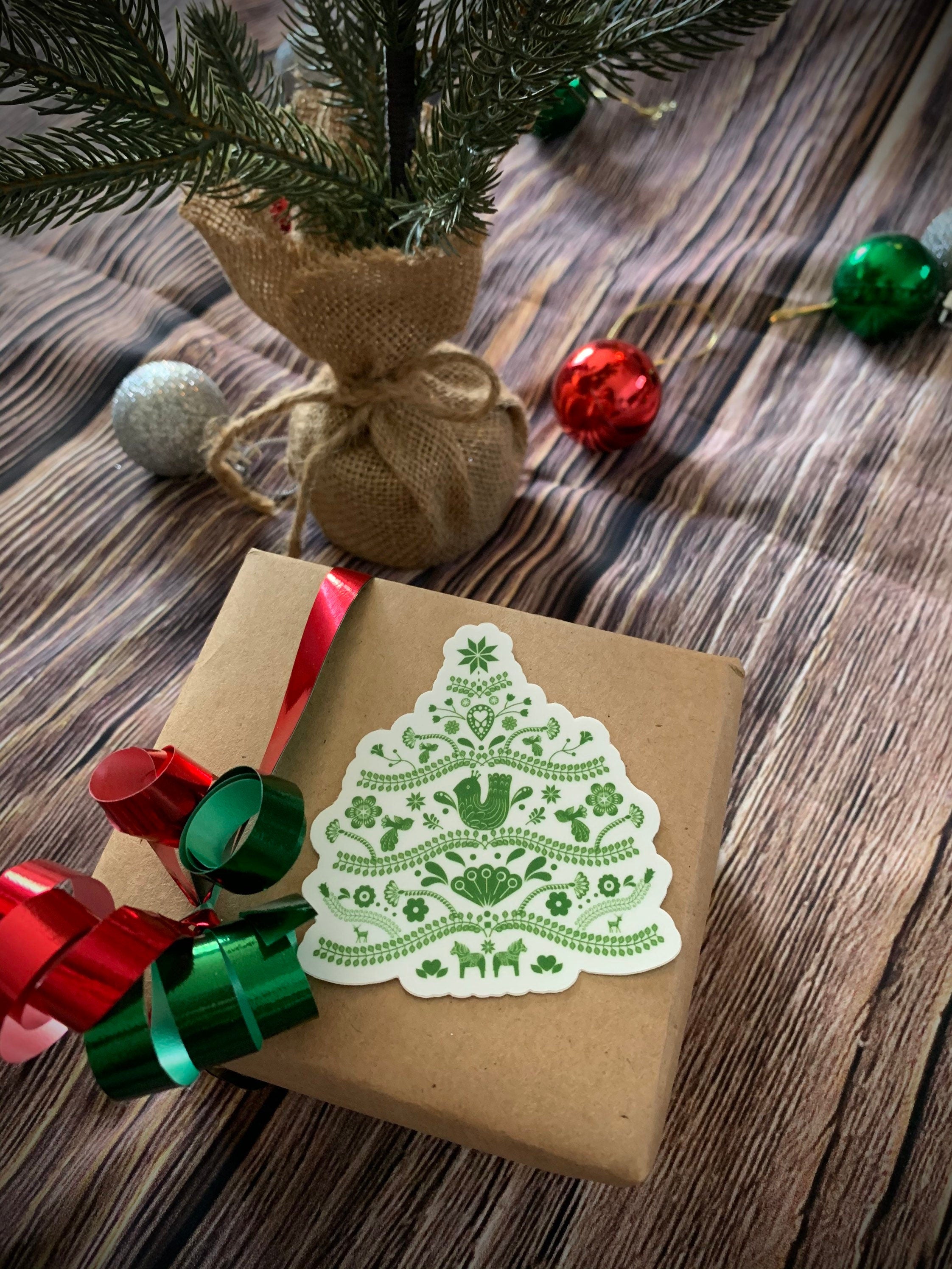 Scandinavian Christmas Tree Vinyl Sticker - Nordic Holiday Decal