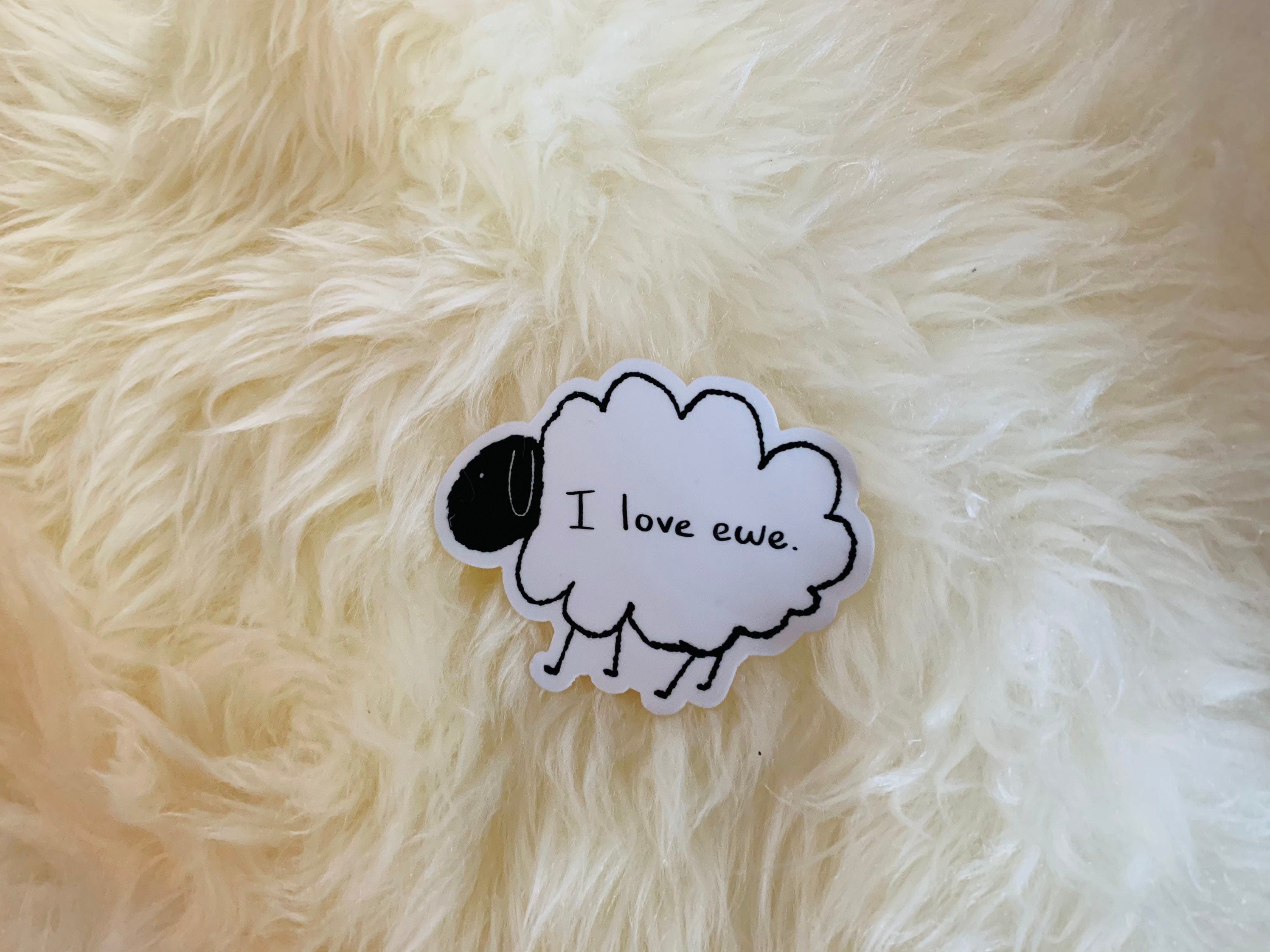 I Love Ewe Sheep Pun Vinyl Sticker - Cute Farm Animal Decal